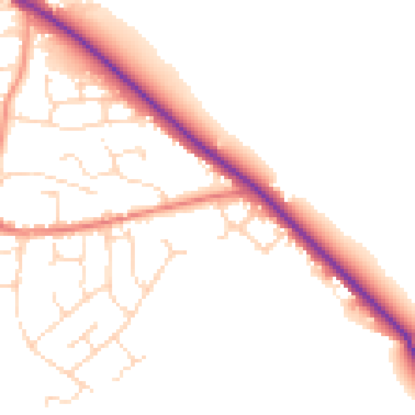 Daytime road noise heatmap for LE8 0SL