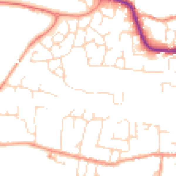 Daytime road noise heatmap for LE8 0SQ