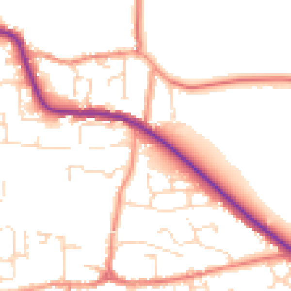 Daytime road noise heatmap for LE8 0SY