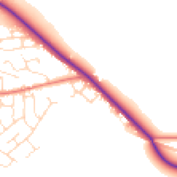 Daytime road noise heatmap for LE8 0UW