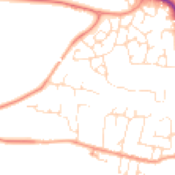 Daytime road noise heatmap for LE8 0UZ