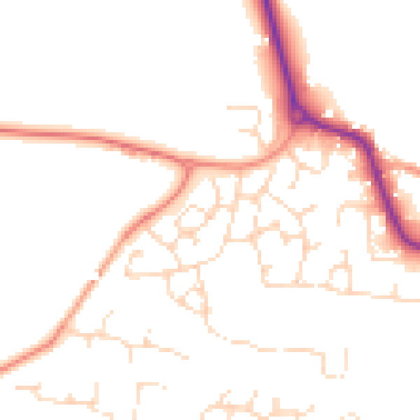 Daytime road noise heatmap for LE8 0WE