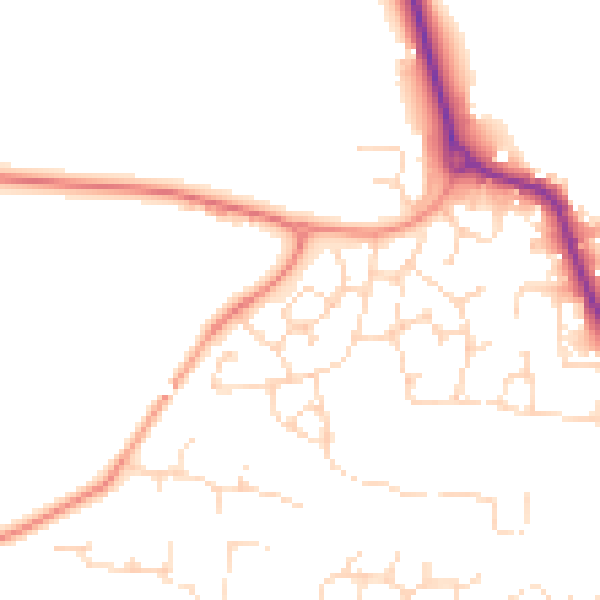 Daytime road noise heatmap for LE8 0WH