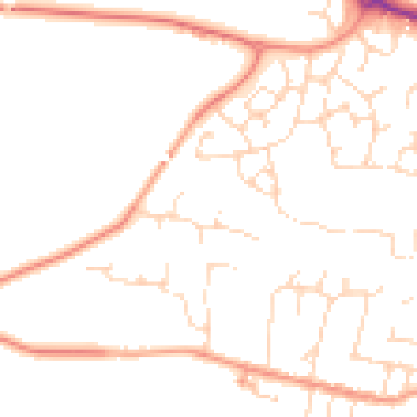 Daytime road noise heatmap for LE8 0WJ
