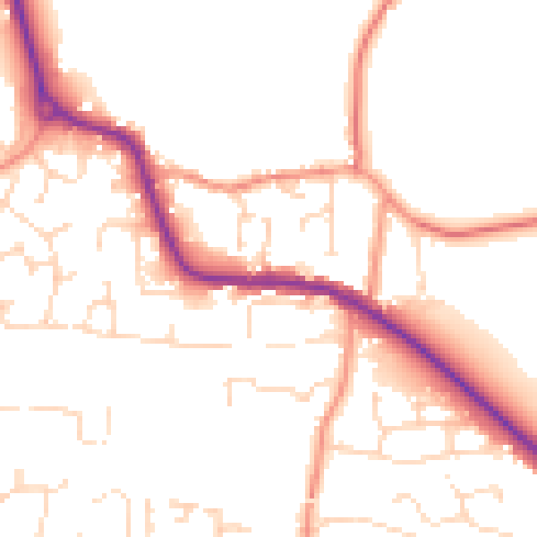 Daytime road noise heatmap for LE8 0XW