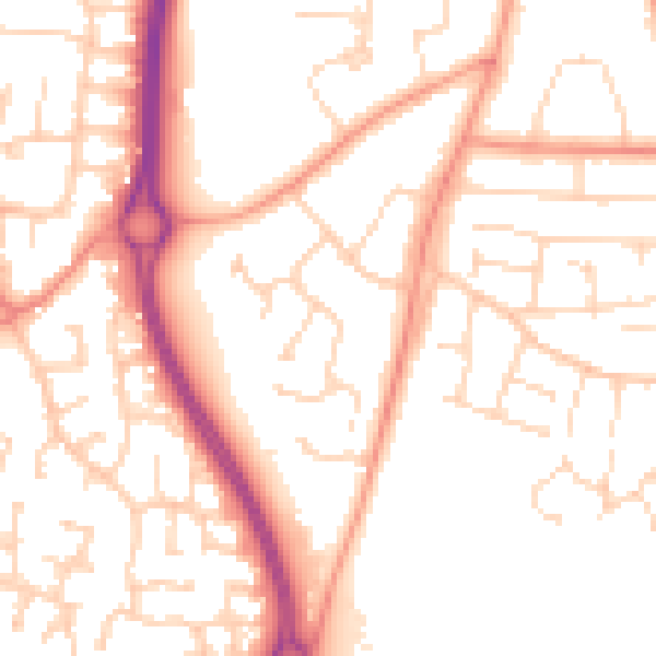 Daytime road noise heatmap for LE8 4AB
