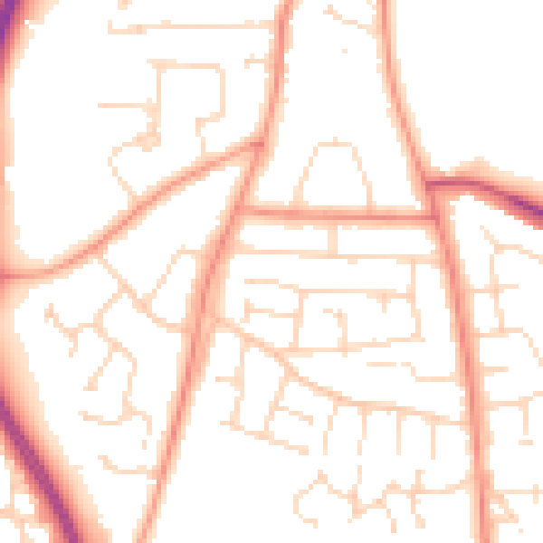 Daytime road noise heatmap for LE8 4AF