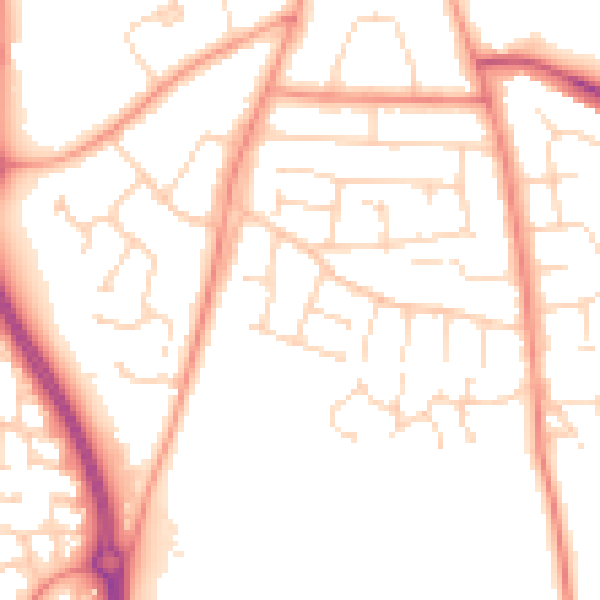Daytime road noise heatmap for LE8 4AH