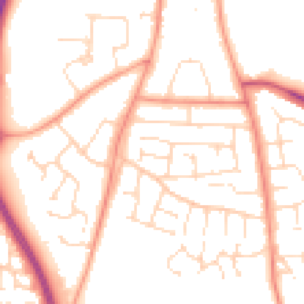Daytime road noise heatmap for LE8 4AJ