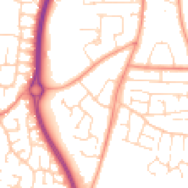 Daytime road noise heatmap for LE8 4AL