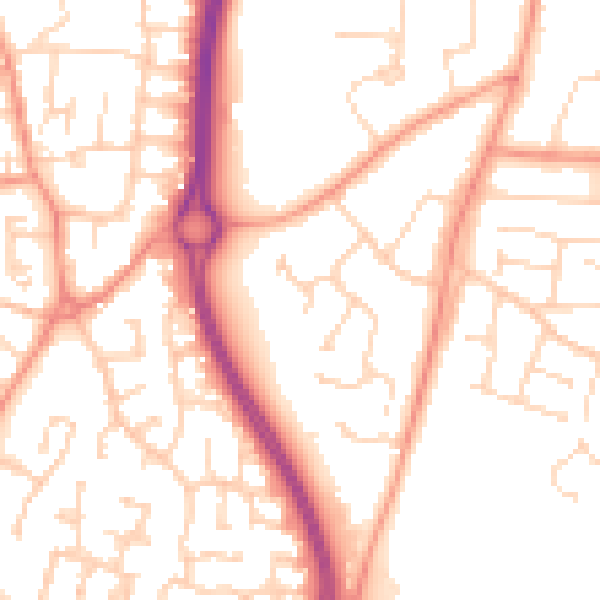 Daytime road noise heatmap for LE8 4AY