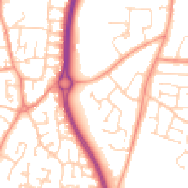 Daytime road noise heatmap for LE8 4AZ