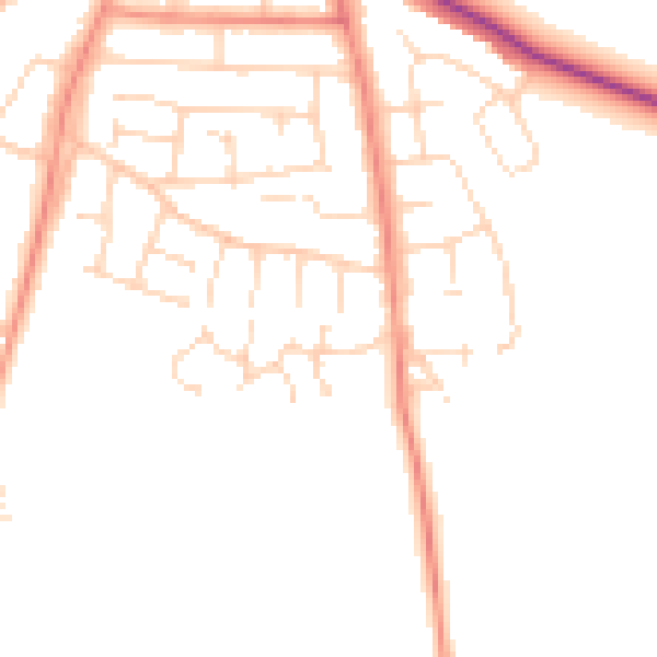 Daytime road noise heatmap for LE8 4BL