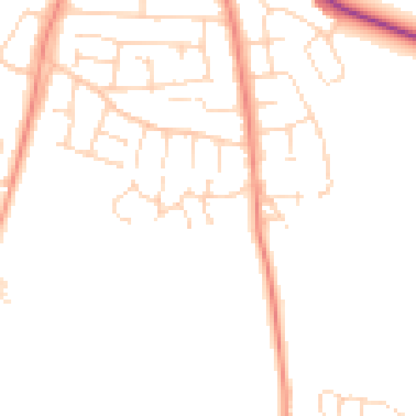 Daytime road noise heatmap for LE8 4BQ