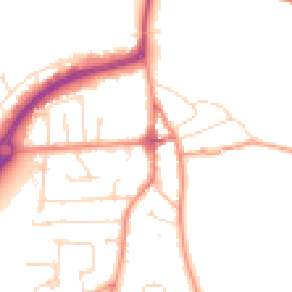 Daytime road noise heatmap for LE8 4DD