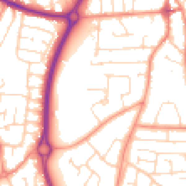 Daytime road noise heatmap for LE8 4DF