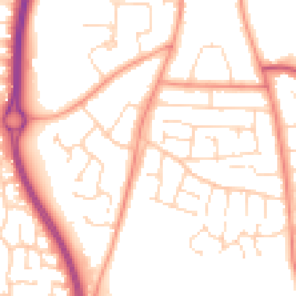Daytime road noise heatmap for LE8 4DP