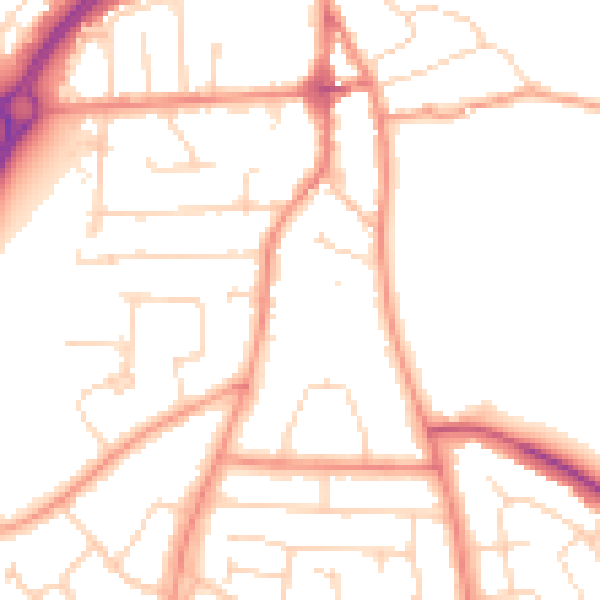 Daytime road noise heatmap for LE8 4DZ
