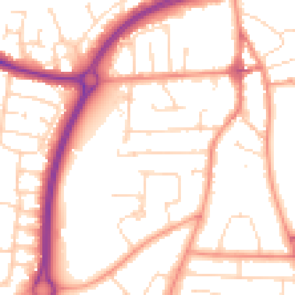 Daytime road noise heatmap for LE8 4EQ