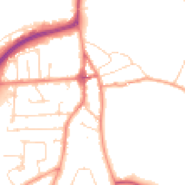 Daytime road noise heatmap for LE8 4FB