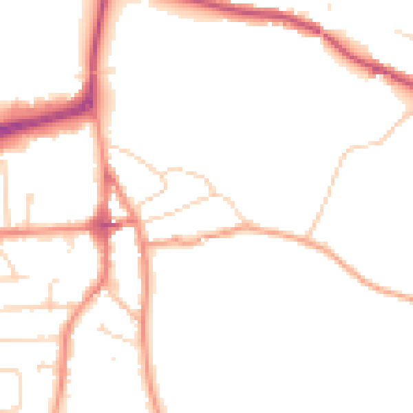 Daytime road noise heatmap for LE8 4FU