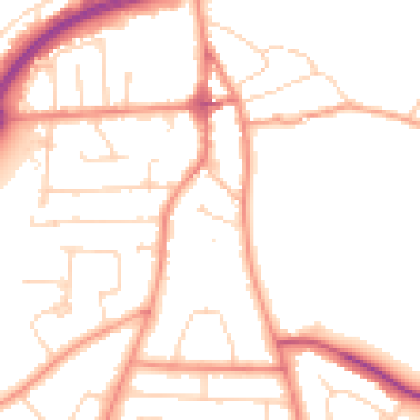 Daytime road noise heatmap for LE8 4FX