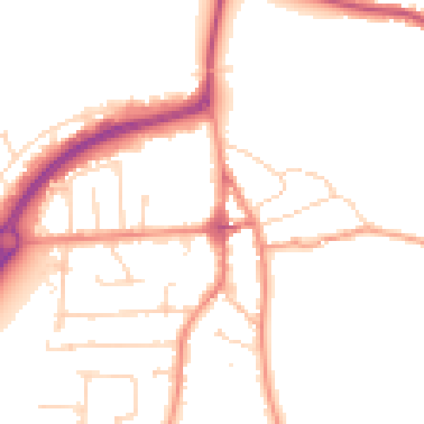 Daytime road noise heatmap for LE8 4FZ