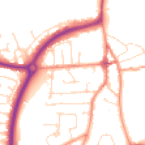 Daytime road noise heatmap for LE8 4GA