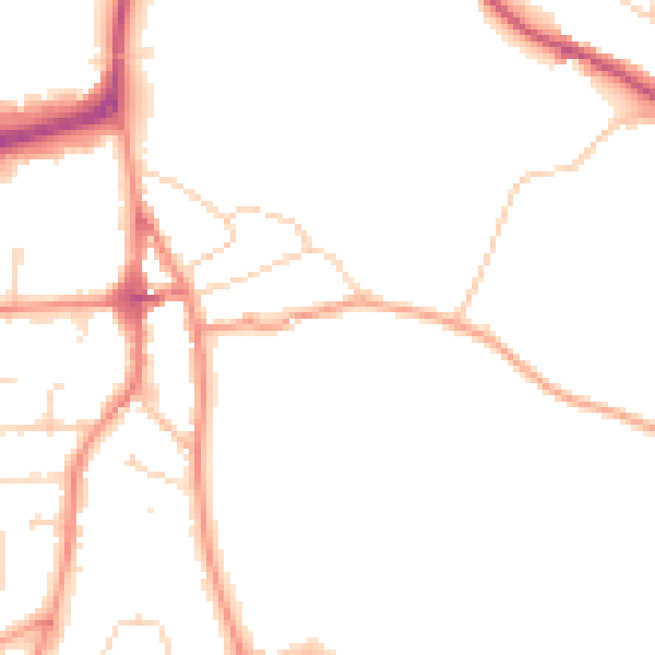 Daytime road noise heatmap for LE8 4GG