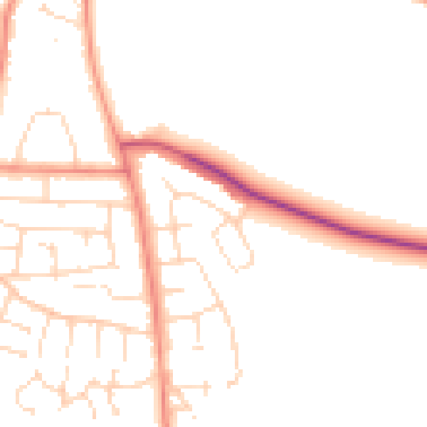 Daytime road noise heatmap for LE8 4HB