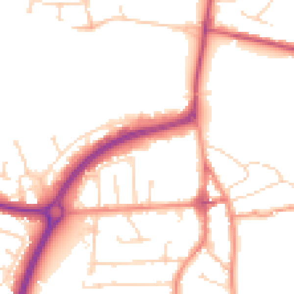 Daytime road noise heatmap for LE8 4HU