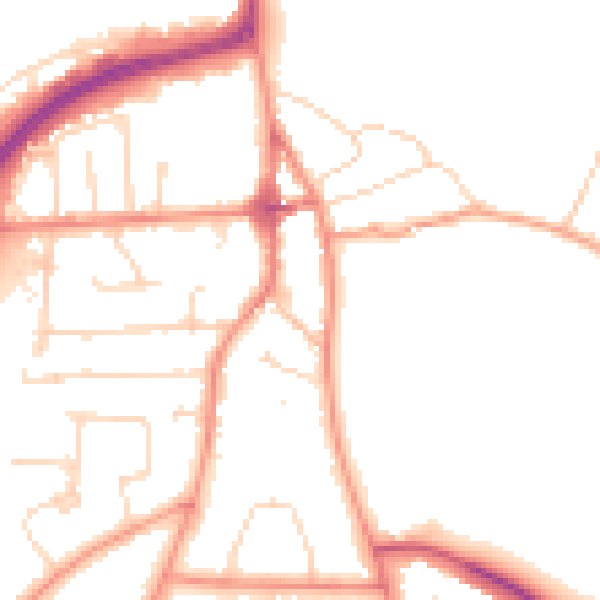 Daytime road noise heatmap for LE8 4HY