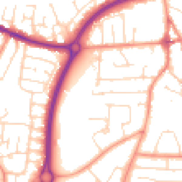 Daytime road noise heatmap for LE8 4JA
