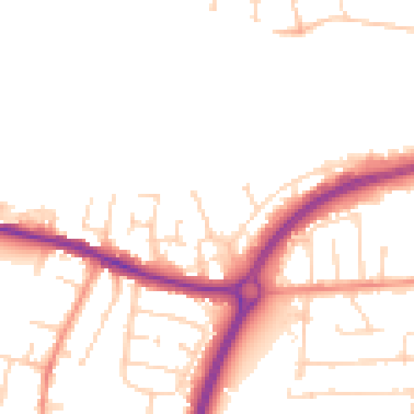 Daytime road noise heatmap for LE8 4JZ