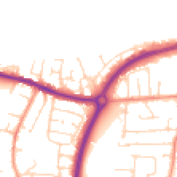 Daytime road noise heatmap for LE8 4PD