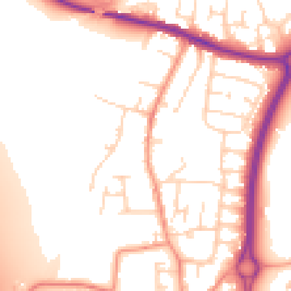 Daytime road noise heatmap for LE8 6LP