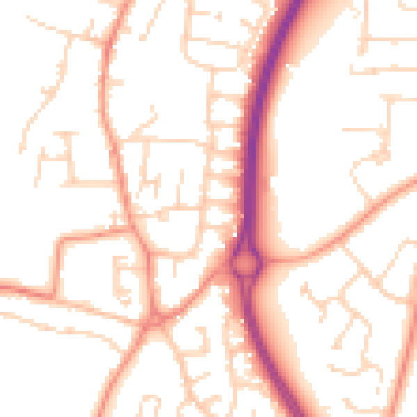 Daytime road noise heatmap for LE8 6ND