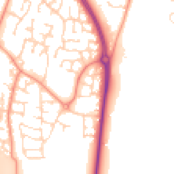 Daytime road noise heatmap for LE8 6WA