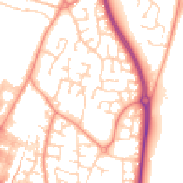 Daytime road noise heatmap for LE8 6ZN