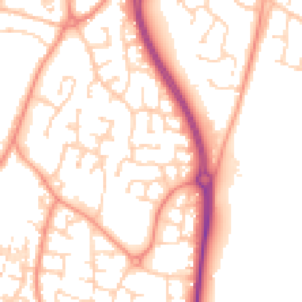 Daytime road noise heatmap for LE8 6ZP