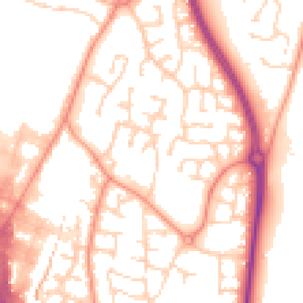 Daytime road noise heatmap for LE8 6ZW
