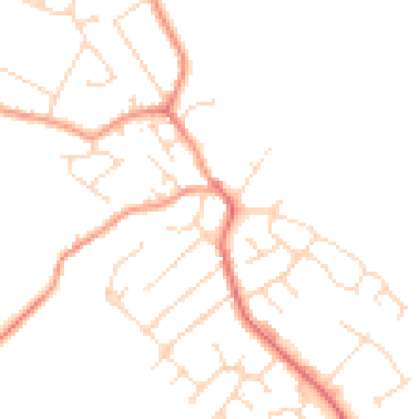 Daytime road noise heatmap for LE8 8AB
