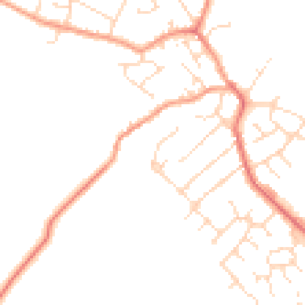 Daytime road noise heatmap for LE8 8AD