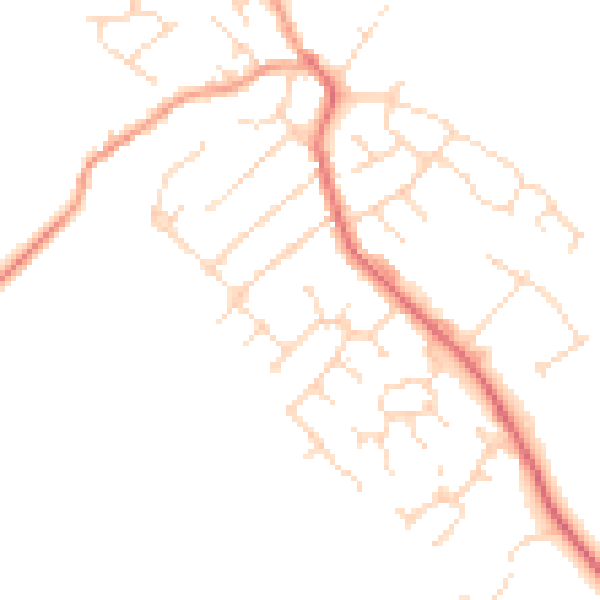 Daytime road noise heatmap for LE8 8BY