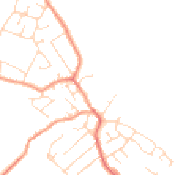 Daytime road noise heatmap for LE8 8DN