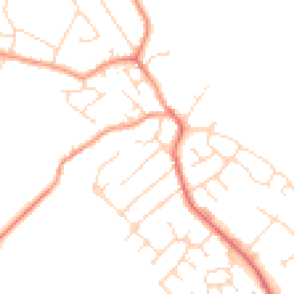 Daytime road noise heatmap for LE8 8DS