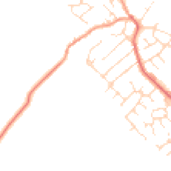 Daytime road noise heatmap for LE8 8EU