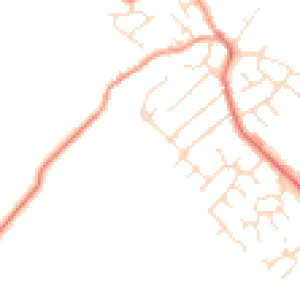 Daytime road noise heatmap for LE8 8EW
