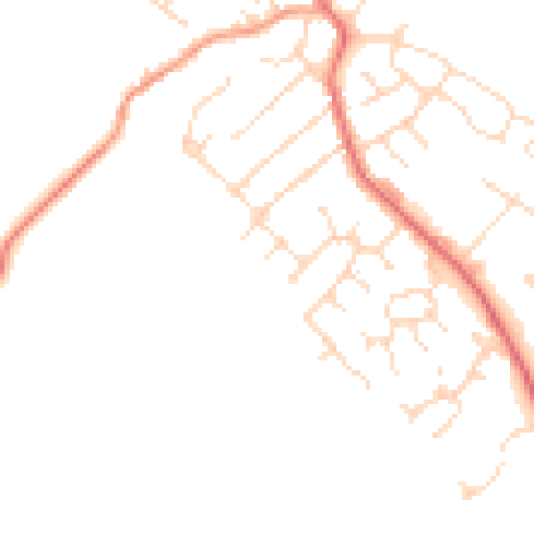 Daytime road noise heatmap for LE8 8TY