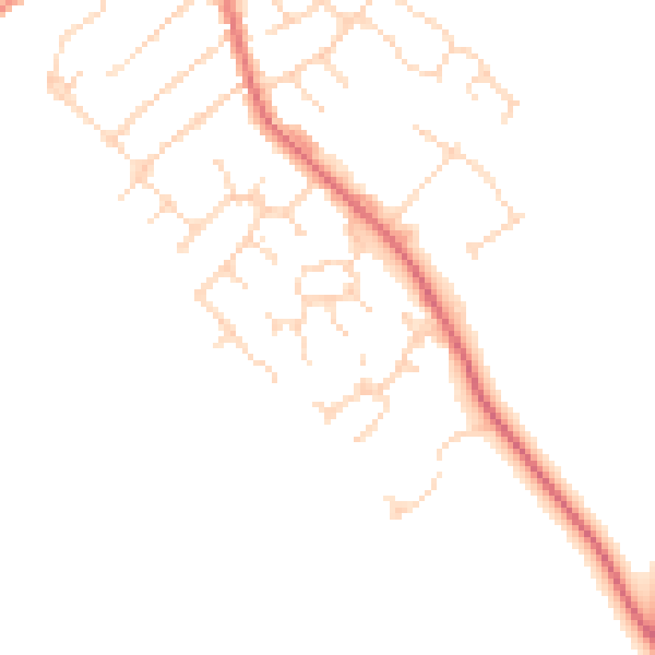 Daytime road noise heatmap for LE8 8UJ